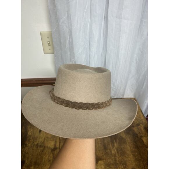 Vintage Akruba Snowy River Pure Fur Felt Australian Cowboy Hat Size 59 Feather - Picture 5 of 14